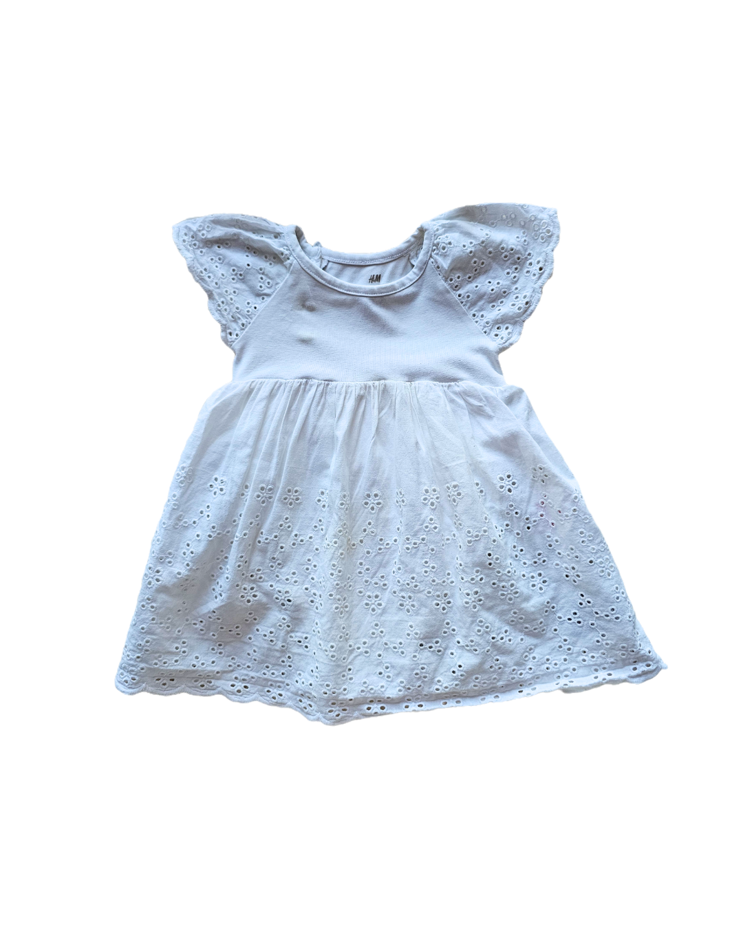 H&M white dress with English embroidery | 2-4m