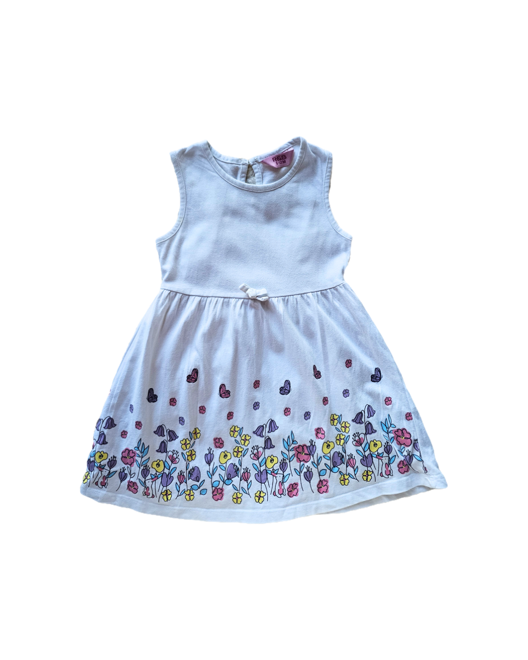 R&B Floral printed fit and flare white dress | 6-12m