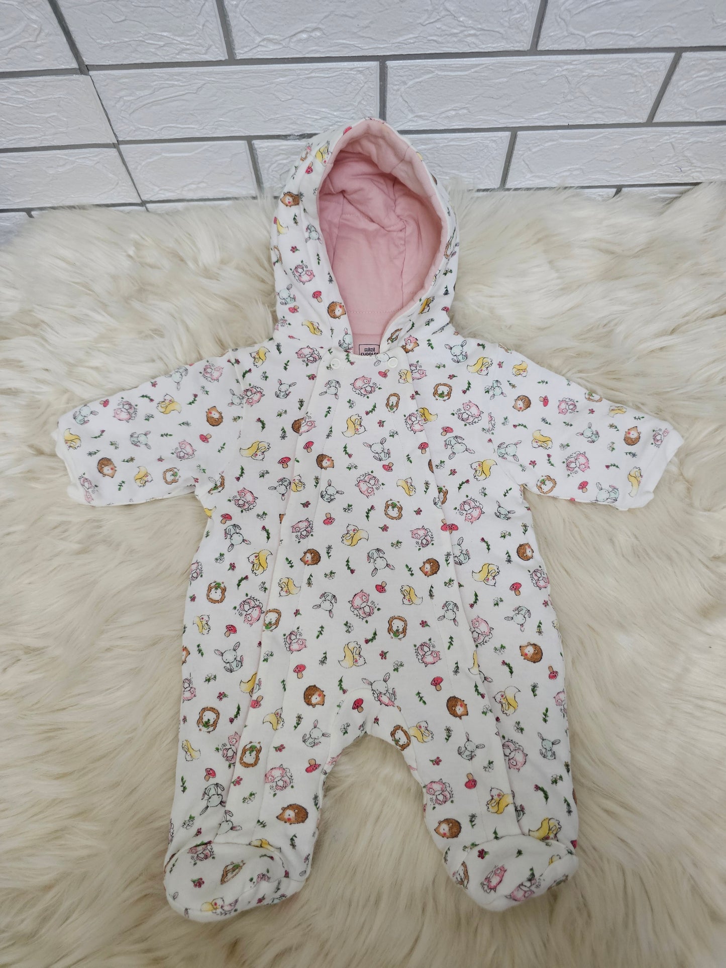 Mini Cuddles animal printed sleepsuit | NB