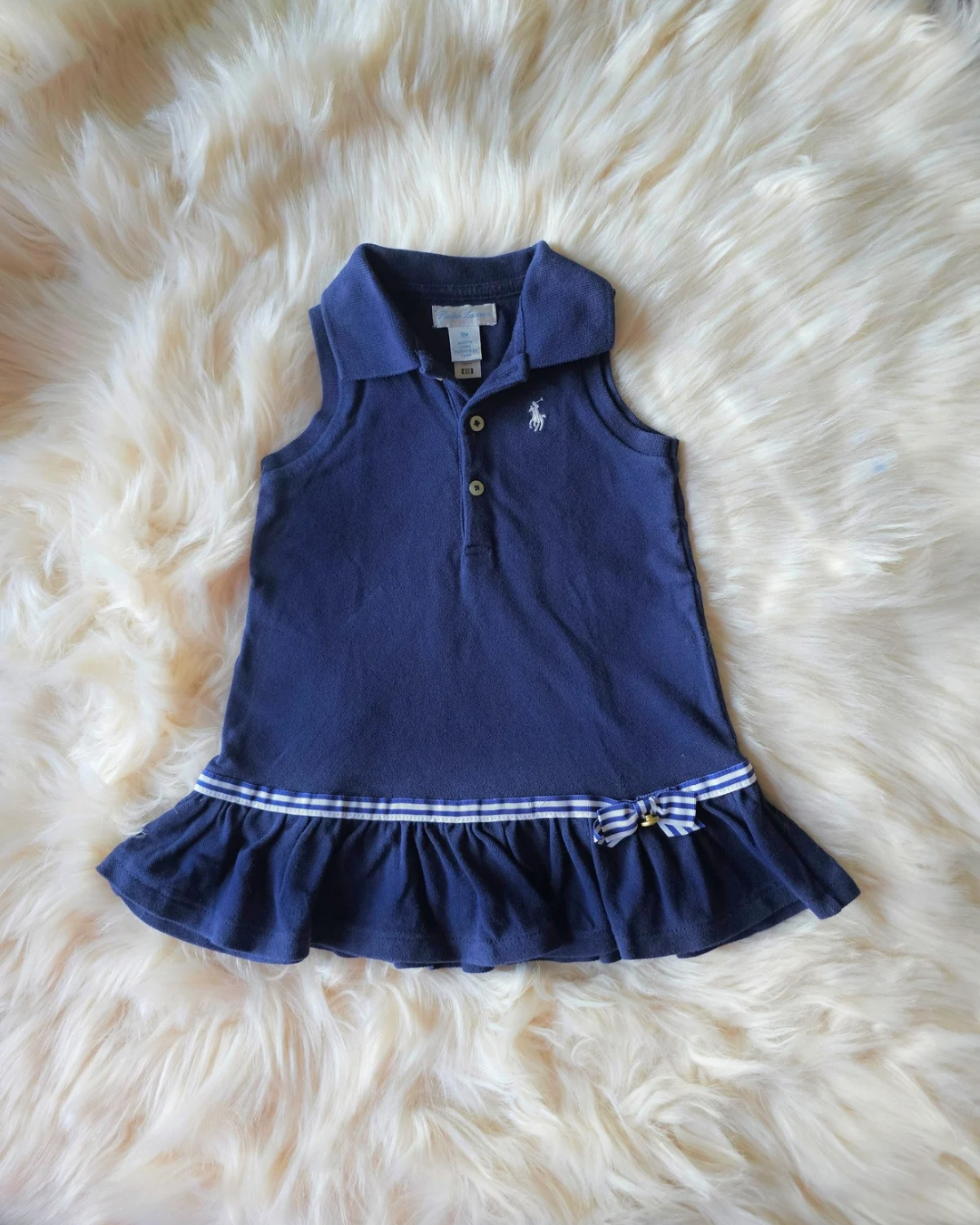 Ralph Lauren Baby Girl Navy Tennis Polo Dress & Pantie Set | 9M