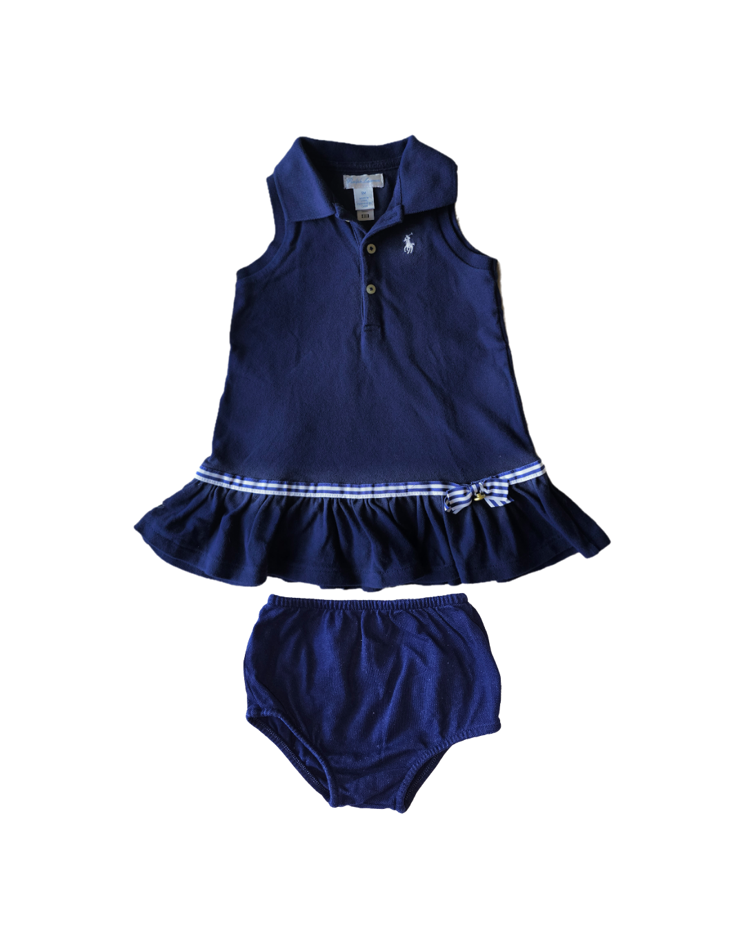 Ralph Lauren Baby Girl Navy Tennis Polo Dress & Pantie Set | 9M