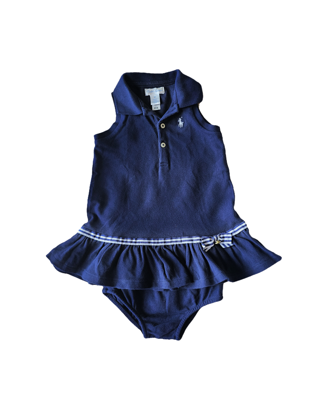 Ralph Lauren Baby Girl Navy Tennis Polo Dress & Pantie Set | 9M